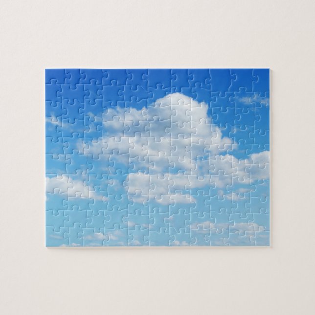 Fluffiga moln och blå himmel pussel (Horisontell)