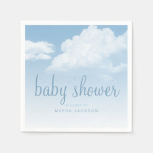 Fluffiga Moln Regndroppar Bebis Shower Pappersservett