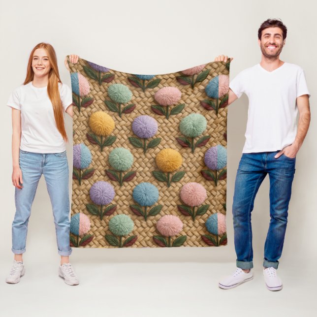 Fluffiga Pom-Pom-blommor med en touch av nyckfullh Fleecefilt (På plats)