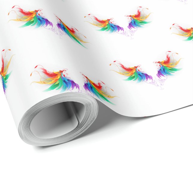 Fluffiga regnbågsvingar presentpapper (Rullad Hörn)