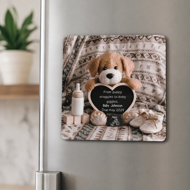 Fluffiga valp hund älskare graviditet ankomst magnet (Skapare uppladdad)