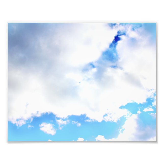 Fluffiga vita moln och blå himmel fototryck (Framsidan)