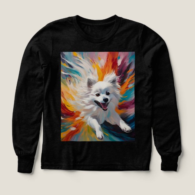 Fluffin’ Adsible - Japansk Spitz Långärmad Shi T Shirt (Design framsida)