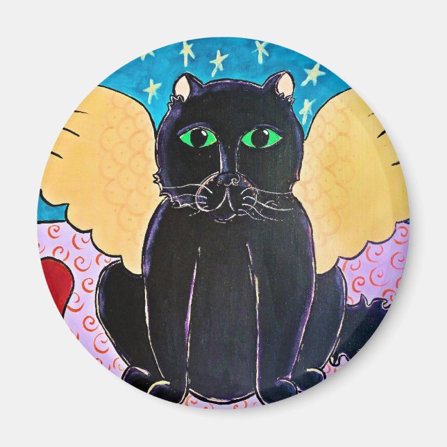 Fluffy Angel Cat Magnet (Framsidan)