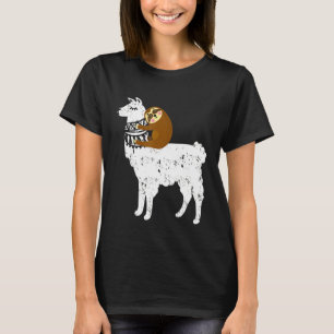 Fluffy Animal Sloth Riding Llama för barn T Shirt