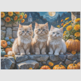 Fluffy Autumn Kittens Pumpkins och Foliage