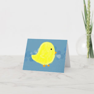 Fluffy Baby-Chick med blått anteckningskort
