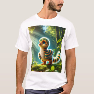 Fluffy Baby Dinosaur in a Magic Forest" T Shirt