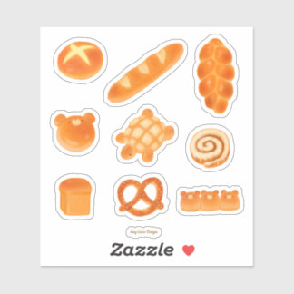 Fluffy Bakery Bread Variety Turtle, Buns, Bears Klistermärken