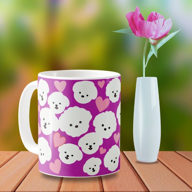 Fluffy Bichon och Hearts Mugg (Skapare uppladdad)
