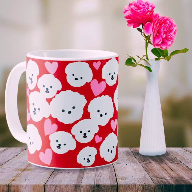 Fluffy Bichon och Hearts Mugg (Skapare uppladdad)