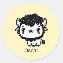 Fluffy Bison Baby - Kawaii Farm Animal Art Runt Klistermärke