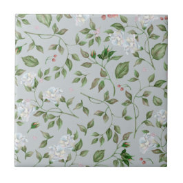 Fluffy Blåa blommor och Ro Hips keramiskt plattor Kakelplatta