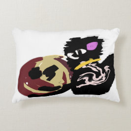 Fluffy Black Cat Jack o Lantern fun Prydnadskudde