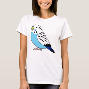 Fluffy blue budgie parakeet parrot tecknad tecknin t shirt