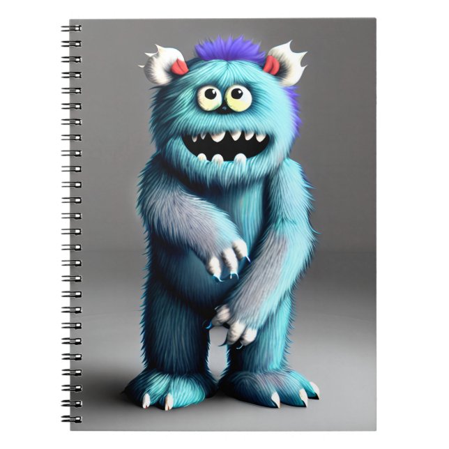 Fluffy Blue Monster Anteckningsbok (Framsidan)