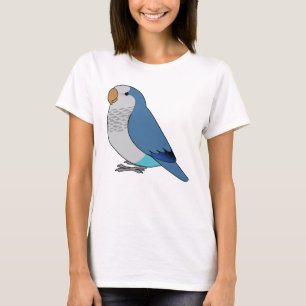 Fluffy blue quaker parrot tecknad teckning t shirt