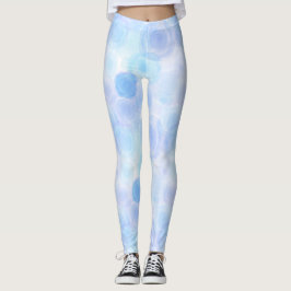 Fluffy Blue Ro Blommönster Leggings