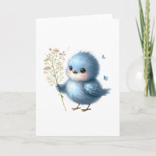 Fluffy Bluebird Wildblommor All-Tillfälle Hälsning Kort
