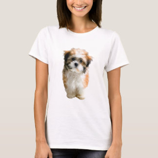 Fluffy Brown and White Shih Tzu Puppy Women T Shirt