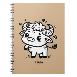 Fluffy Buffalo Baby - Kawaii Farm Animal Anteckningsbok