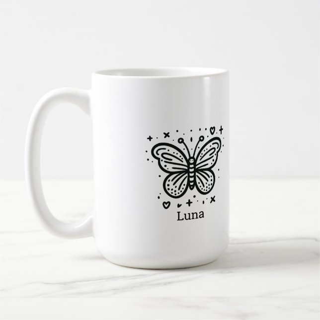 Fluffy Buffalo Baby - Kawaii Farm Animal Kaffemugg (Vänster)