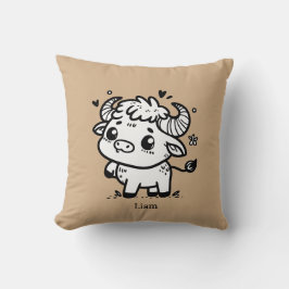 Fluffy Buffalo Baby - Kawaii Farm Animal Kudde