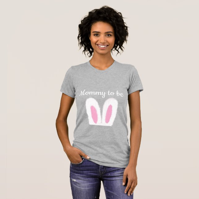 Fluffy bunny eyers babydusch mamma att vara t shirt (Hel framsida)