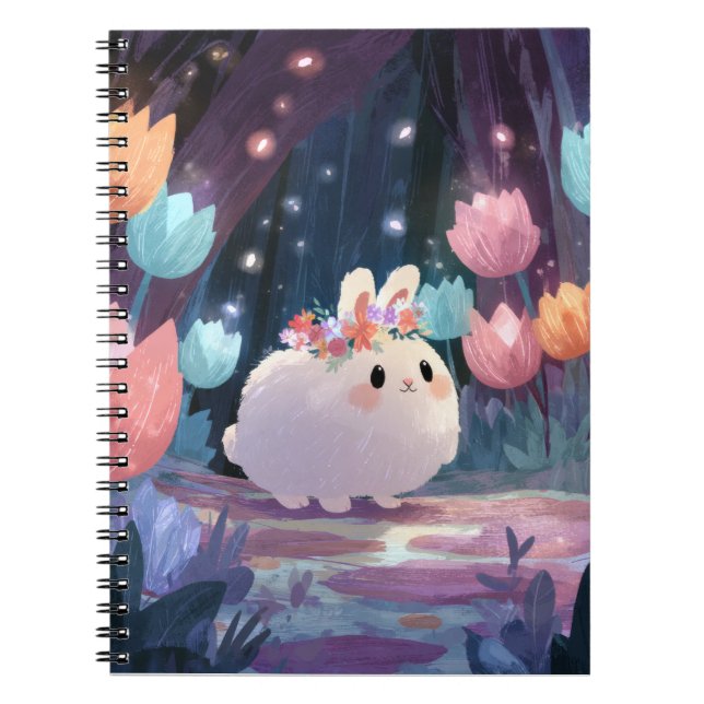 Fluffy Bunny Flower Krona Fantasy - bärbar dator Anteckningsbok (Framsidan)
