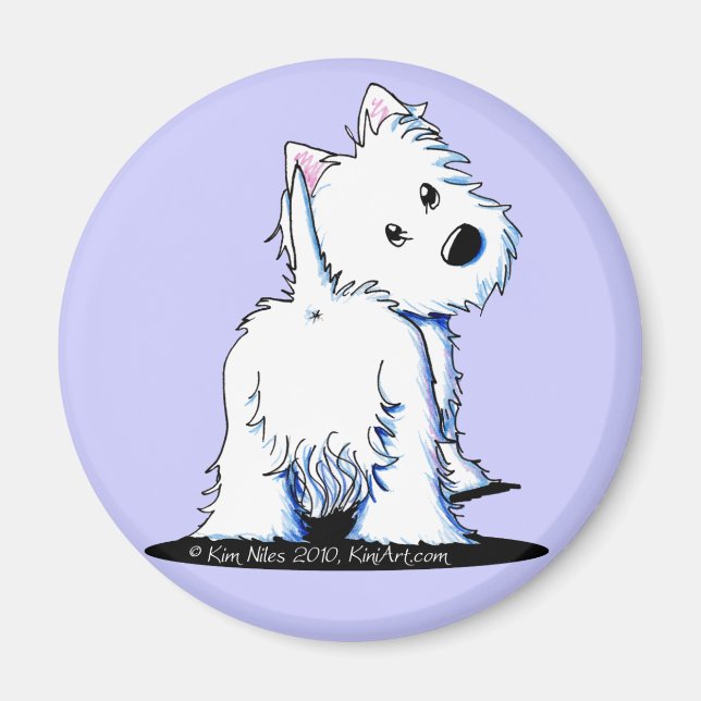 Fluffy Butt Westie Magnet (Framsidan)