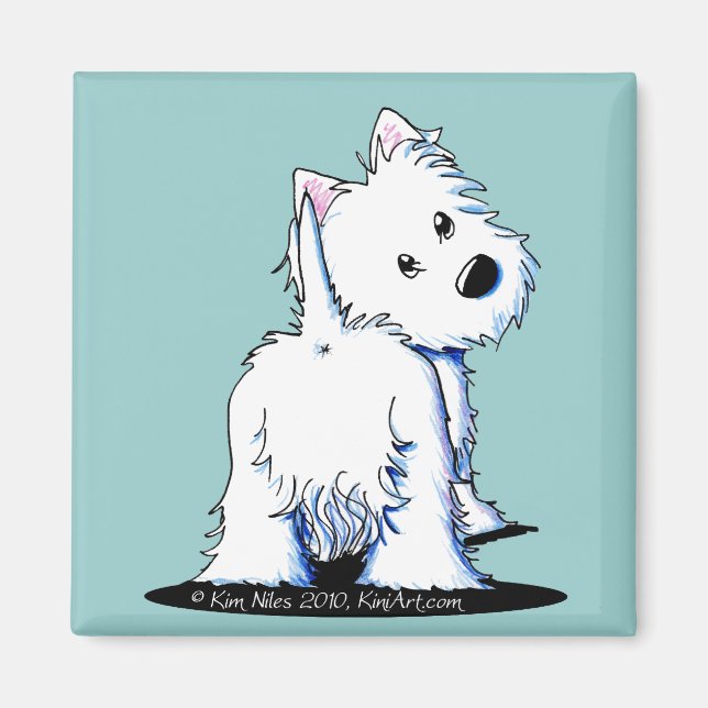 Fluffy Butt Westie Magnet (Framsidan)