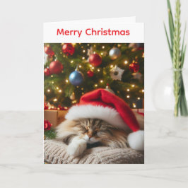 Fluffy cat christmas card helgkort