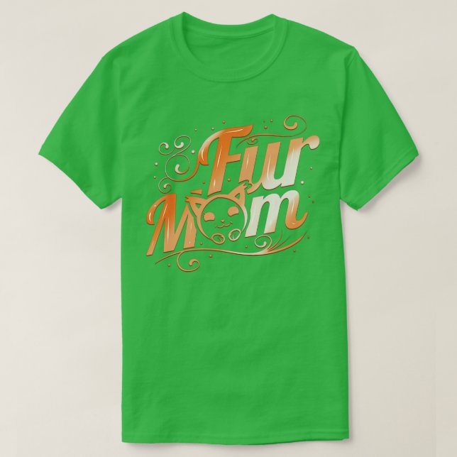 Fluffy Cat Päls Mamma på måndag T Shirt (Design framsida)