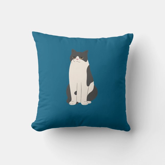 Fluffy Cat Pillow Teal Kudde (Framsida)