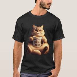 Fluffy Cat Powered By 7 Cups of Chaos T Shirt