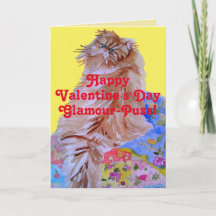 Fluffy Cat & Quilt Glamor-Puss Valentines day