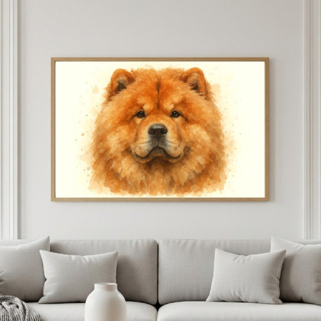 Fluffy Chow Watercolor Porträtt Poster (Skapare uppladdad)