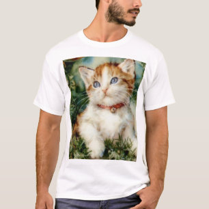 Fluffy christmas cat Watercolor T Shirt