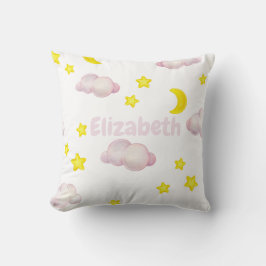 Fluffy Clouds and Stars Monogram Dekorativ kudde