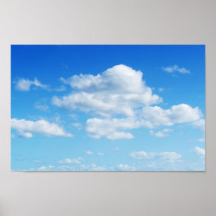 Fluffy Clouds och Blå himmel Poster