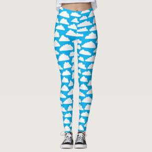 Fluffy Clouds - Vit på #00b0ef Himlar Blue Leggings
