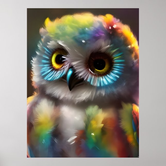 Fluffy Cute Colorful Uggla Poster (Framsidan)