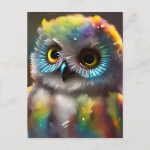 Fluffy Cute Colorful Uggla Vykort