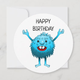 Fluffy Cute Monster Birthday Card Inbjudningar