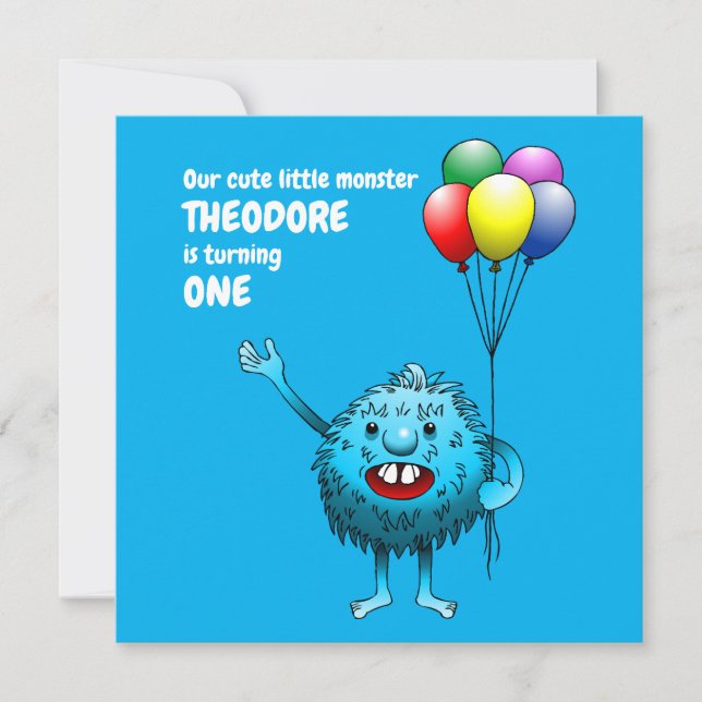 Fluffy Cute Monster Birthday-inbjudan Inbjudningar (Framsida)