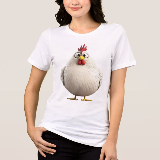 Fluffy & Fabulous | Round White Rooster Zodiac T-S T Shirt (Framsida)