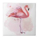 Fluffy Flamingo Kakelplatta<br><div class="desc">’Fluffy Flamingo’ by Fab Funky.  Har en enda flamingo i vattenfärgen stil.</div>