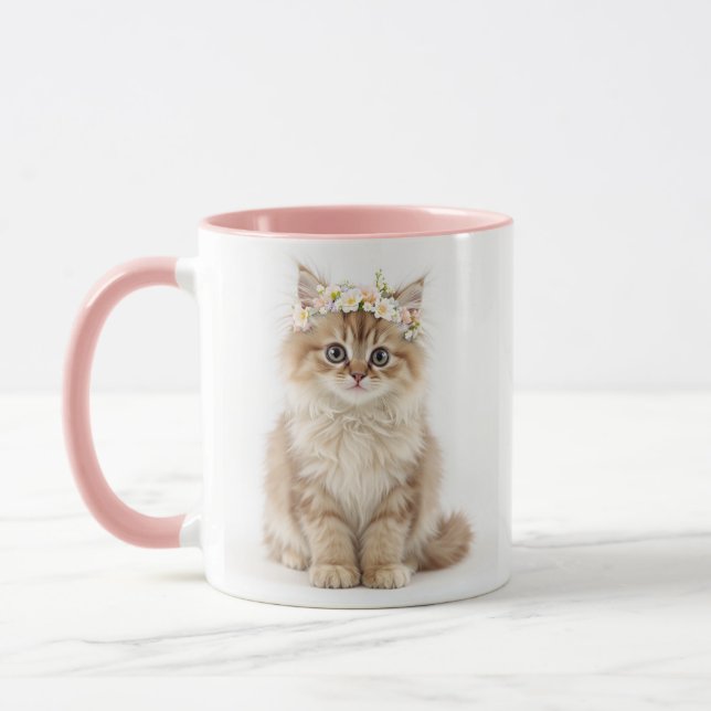 ’Fluffy Flower Krona Cat Mugg’ Mugg (Vänster)