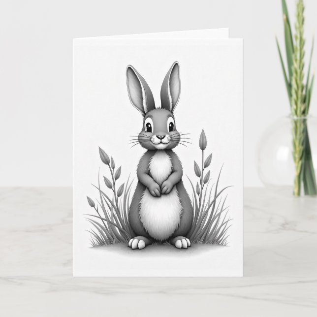 Fluffy Friend Gray Art Card Kort (Framsida)