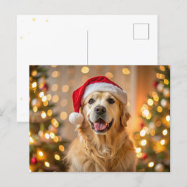Fluffy Golden Reparant med röd tomhatt Helg Vykort